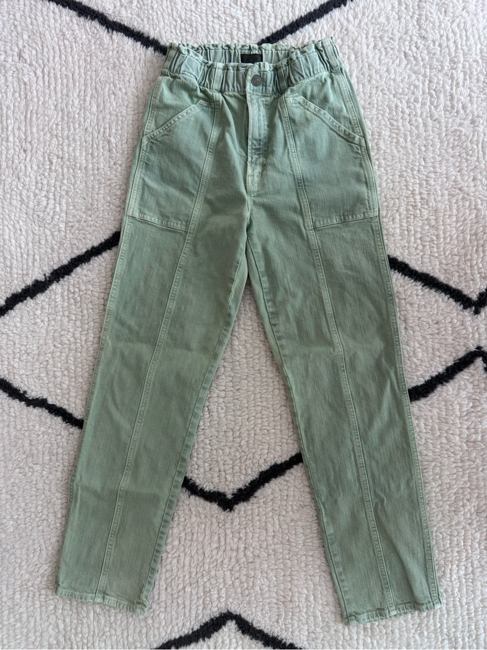 MOTHER Olive Green Elastic Waist Pants